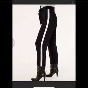 Wilfred Black Tuxedo Stripe Pants with White Side Stripe